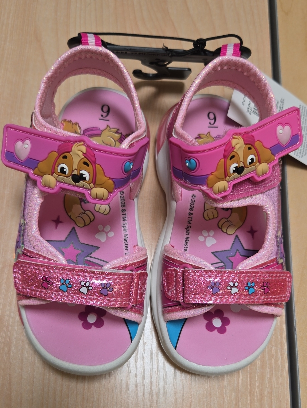 Kids Pink Paw Patrol Sandals with Glitter Straps Nwt Sz 9